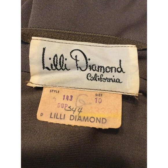 Vintage Lilli Diamond Women's Turtleneck Knit Fringe Dress Brown Size 10 - Picture 7 of 8